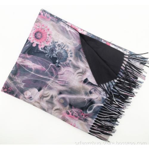ready to ship winter warm print cashmere with fringe scarf shawls